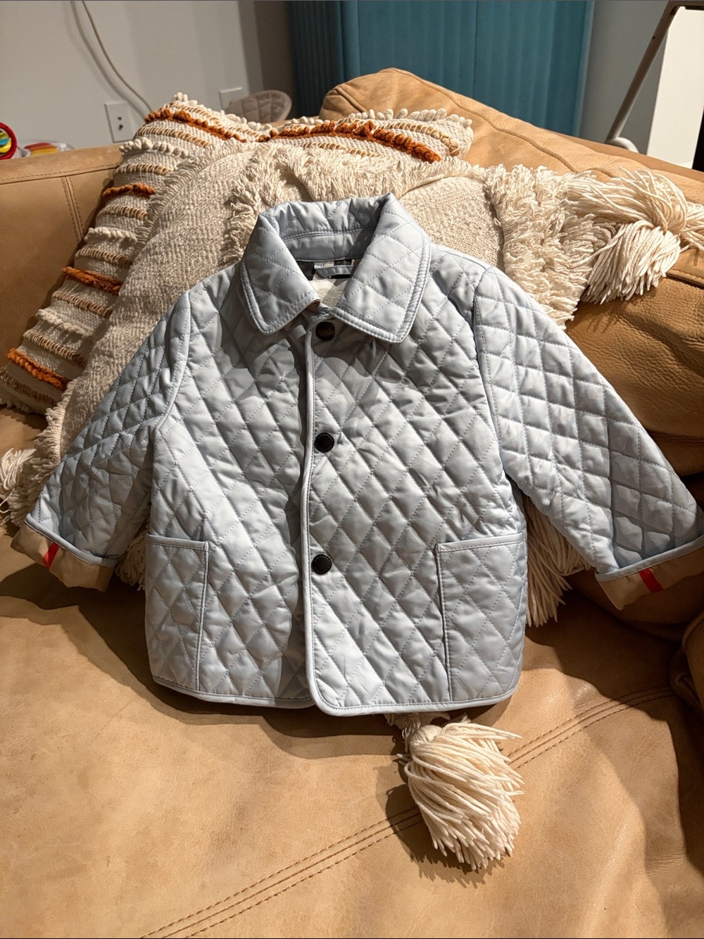 Burberry Light Blue Quilted Kids Puffer Jacket